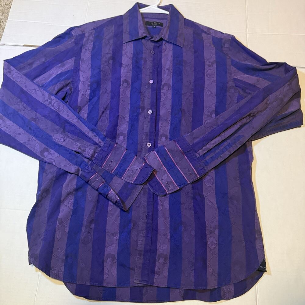 Ted Baker Long Sleeve Blue/Purple Floral Dress Shirt L/4
